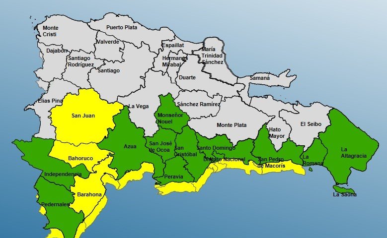 TT Elsa: COE emite alerta amarilla en toda la franja costera, desde San Pedro de Macorís hasta  Pedernales