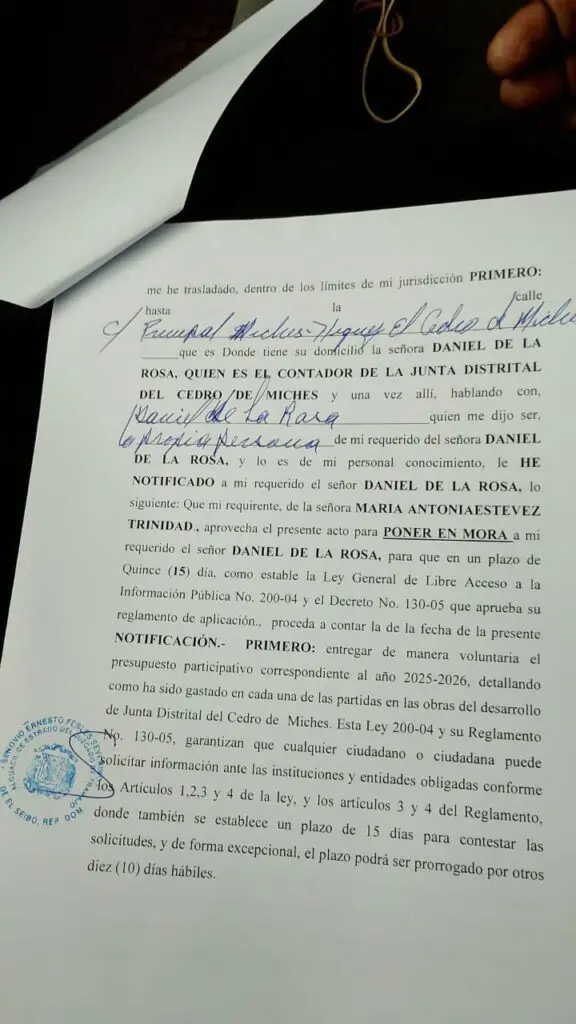 Regidora intima a Junta Distrital de El Cedro por falta de transparencia en manejo presupuestario - Noticias de hoy en República Dominicana | De Último Minuto