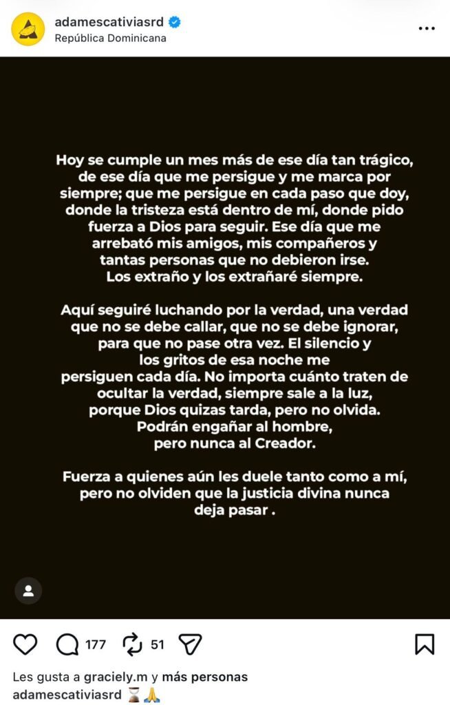 Gregory Adames revive dolor por tragedia en Jet Set y afirma: “La verdad siempre sale a la luz” - Noticias de hoy en República Dominicana | De Último Minuto