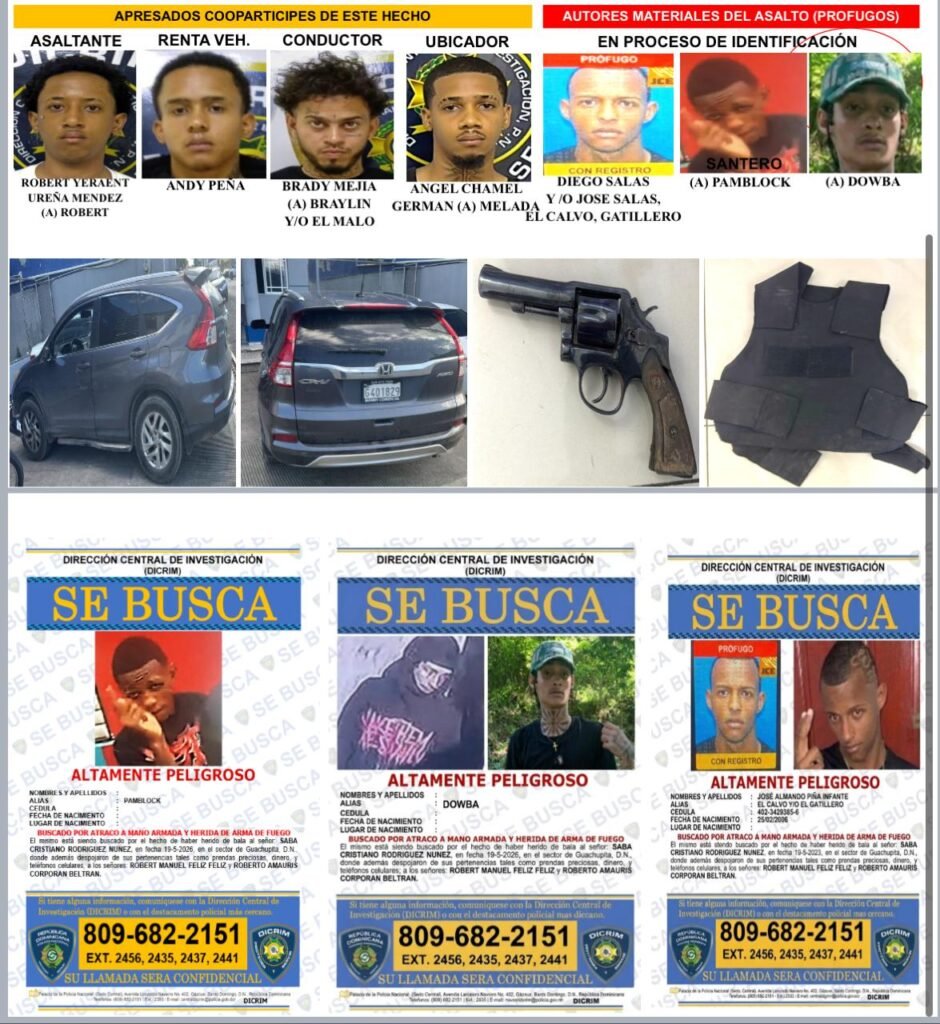 Policía desmantela banda acusada de asalto a mano armada y herida de bala en Guachupita - Noticias de hoy en República Dominicana | De Último Minuto