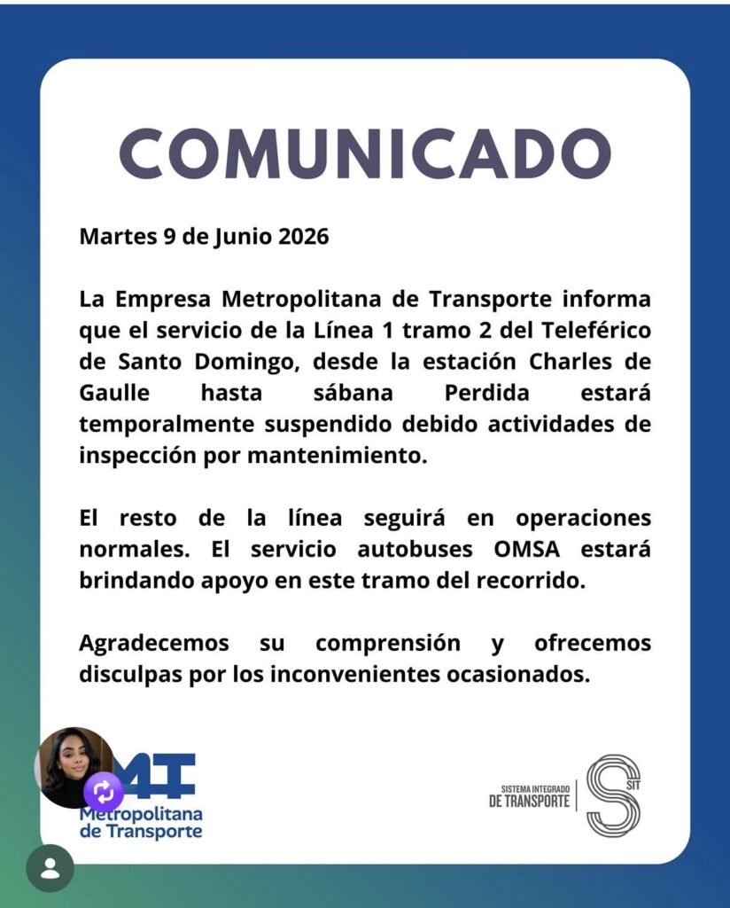 Suspenden temporalmente tramo de la Línea 1 del Teleférico de Santo Domingo por mantenimiento | 2 | Suspenden temporalmente tramo de la Línea 1 del Teleférico de Santo Domingo por mantenimiento - Noticias de hoy en República Dominicana | De Último Minuto